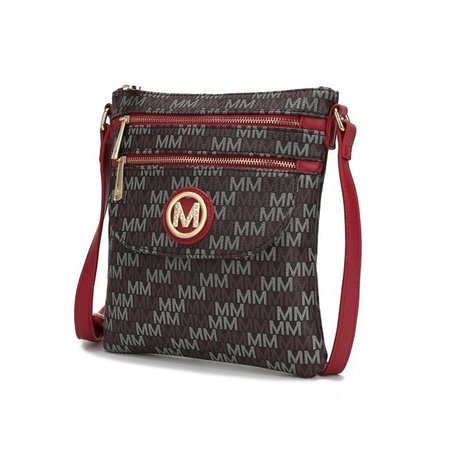 MKF COLLECTION BY MIA K MKF Collection by Mia K MKF-SM4613RD Aretha M Signature Multi Pockets Crossbody Bag; Red MKF-SM4613RD